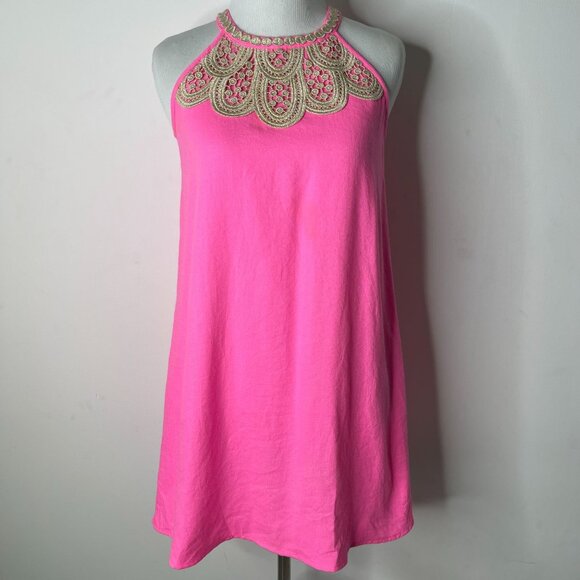 Lilly Pulitzer #001515 Girl's Pink Mini Pearl Prosecco Shift Dress Size 14